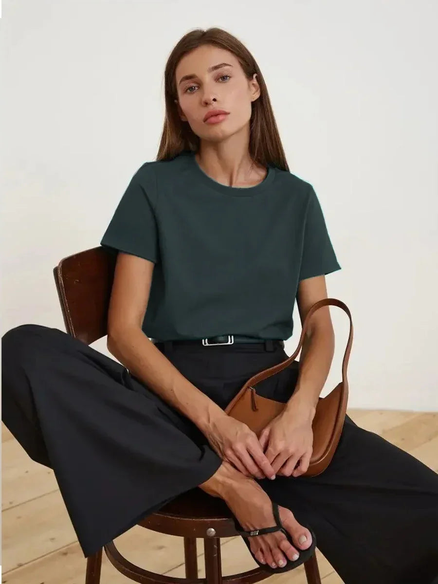 T-shirt Femme 100% Coton — Coupe Loose Manches Courtes | CLEVI Paris