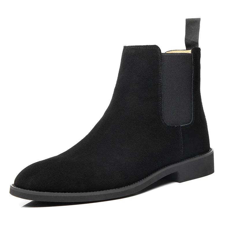 Chelsea Boots Homme Cuir Suédé Véritable Bout Pointu Style Britannique | 5 Coloris EU 35-46