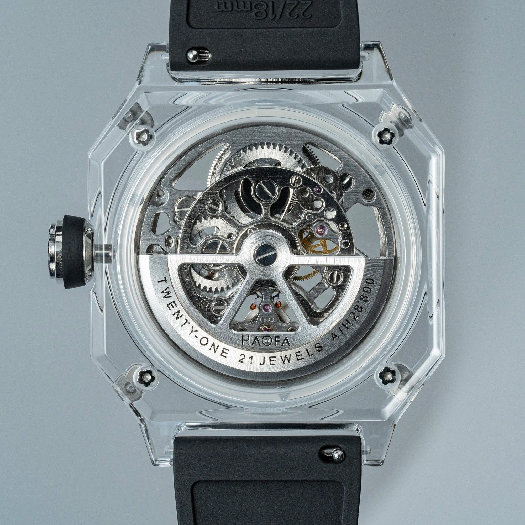 Montre Homme Automatique Squelette Boîtier Cristal Transparent Double Face Lumineux Haofa 2208 – CLEVI Paris
