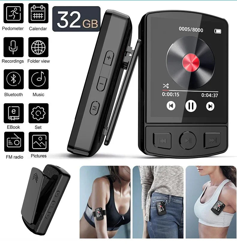 NVPONE Lecteur MP3 Sport Clip Bluetooth 5.0 HiFi Écran 1,8" FM Podomètre – CLEVI Paris