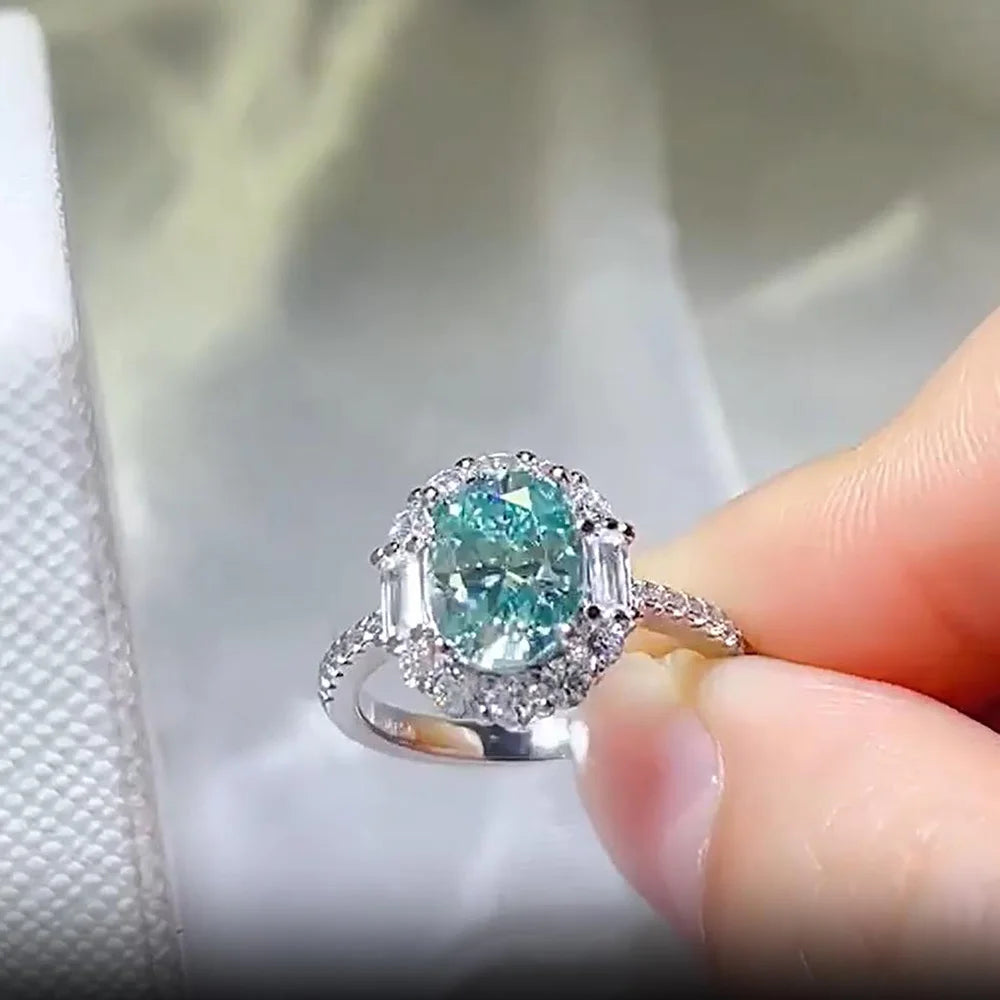 Bague Moissanite Verte Paraiba Argent 925 – CLEVI Paris
