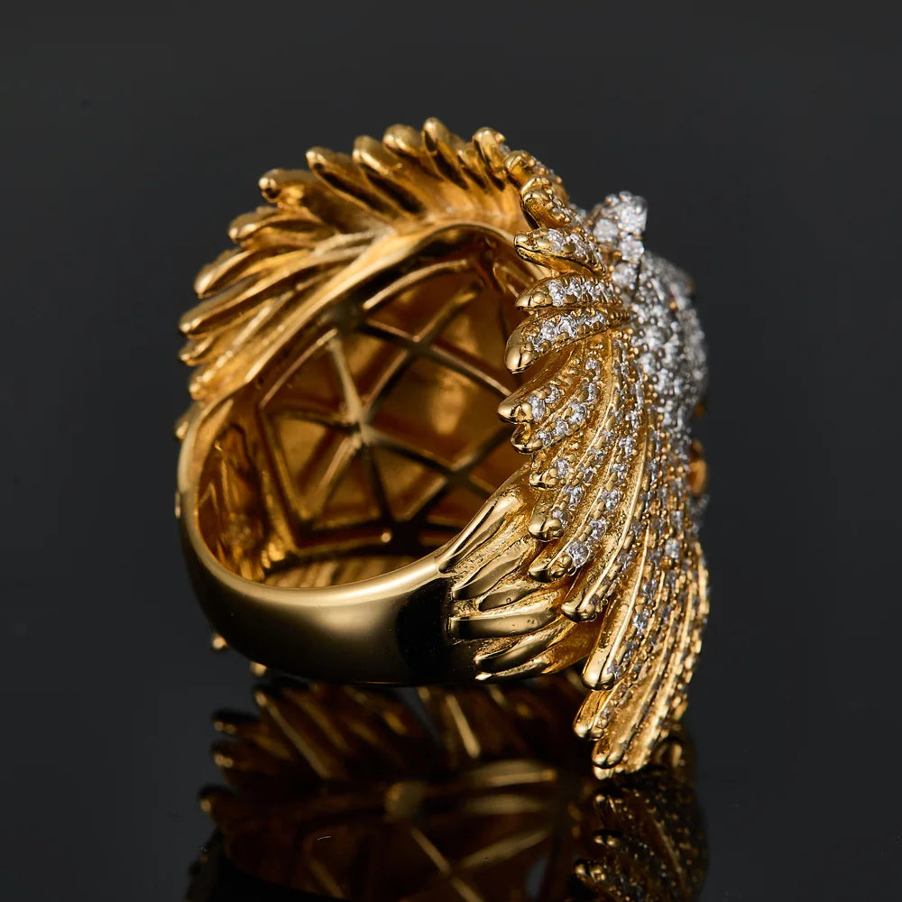 Bague Tête de Lion Moissanite Pavé Argent 925 Or – CLEVI Paris