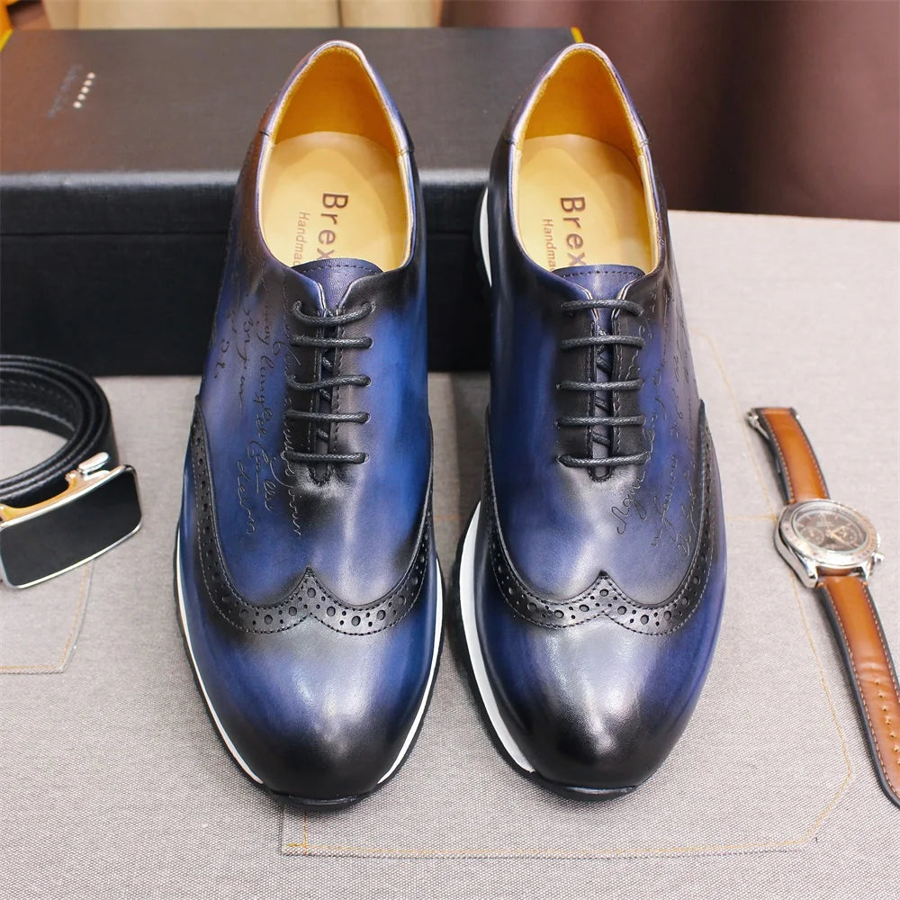 Loafer Homme Cuir Fait Main | Rehaussant Lacets Motif Totem Bureau Casual