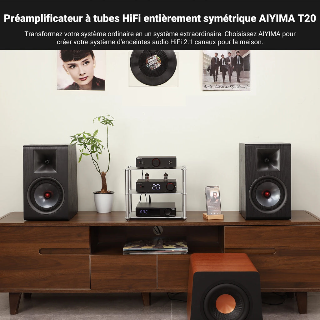 Préamplificateur à Tubes AIYIMA T20 – HiFi XLR/RCA LME49720/OPA1612 – CLEVI Paris