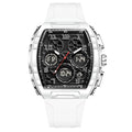 FOXBOX 0096 Montre Homme Quartz Digital Carrée Acier Silicone Chrono 50M – CLEVI Paris