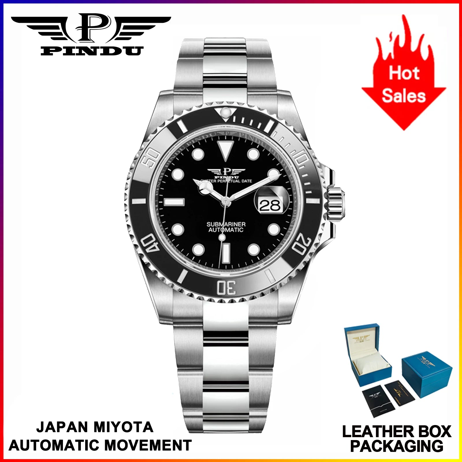 Montre PINDU PD6591 Mécanique Automatique Miyota Acier 40 mm Étanche 10 Bar – CLEVI Paris