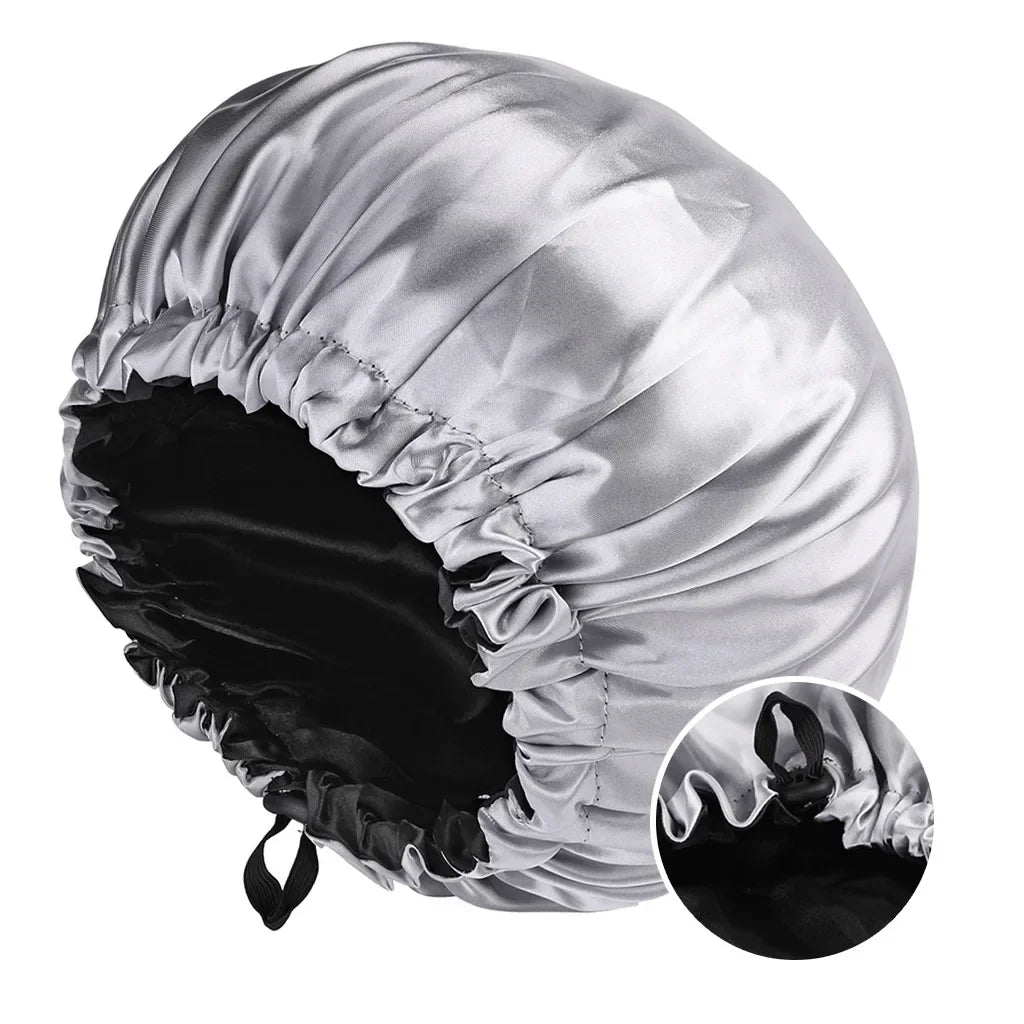 Bonnet de Nuit Double Couche Satin Réversible — CLEVI Paris