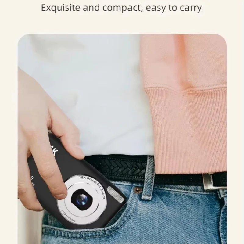 Appareil Photo Numérique 4K 64MP Autofocus – Zoom 18x, Écran 2,4", Anti-Secousses, Webcam, Vlog, 3 Coloris, SD en Option