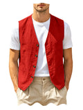 Gilet homme en lin col V – CLEVI Paris
