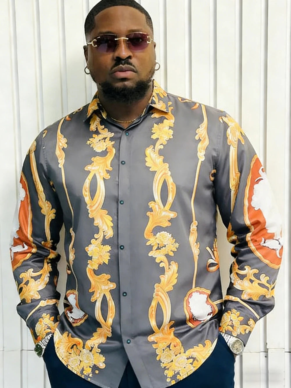 Chemise Homme Manches Longues – Impression 3D HD | Style Hawaï & Rétro Américain | Grande Taille