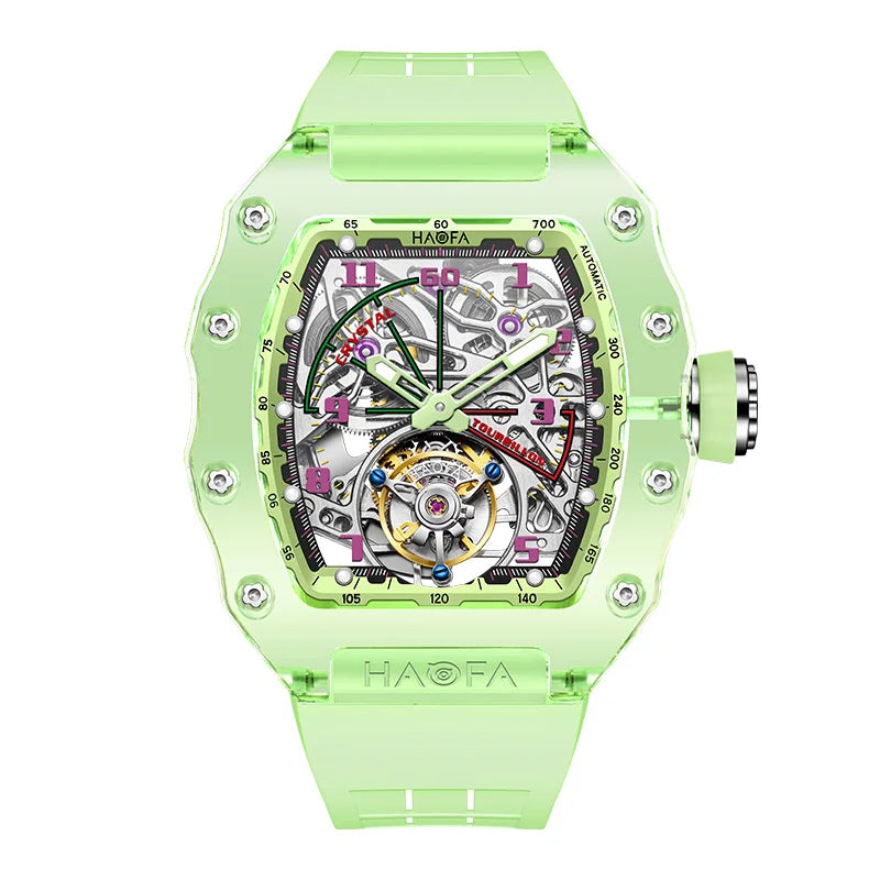 Montre Homme Tourbillon Volant HAOFA 2210 – Boîtier Cristal Transparent Double Ressort Réserve 72h Édition Limitée – CLEVI Paris