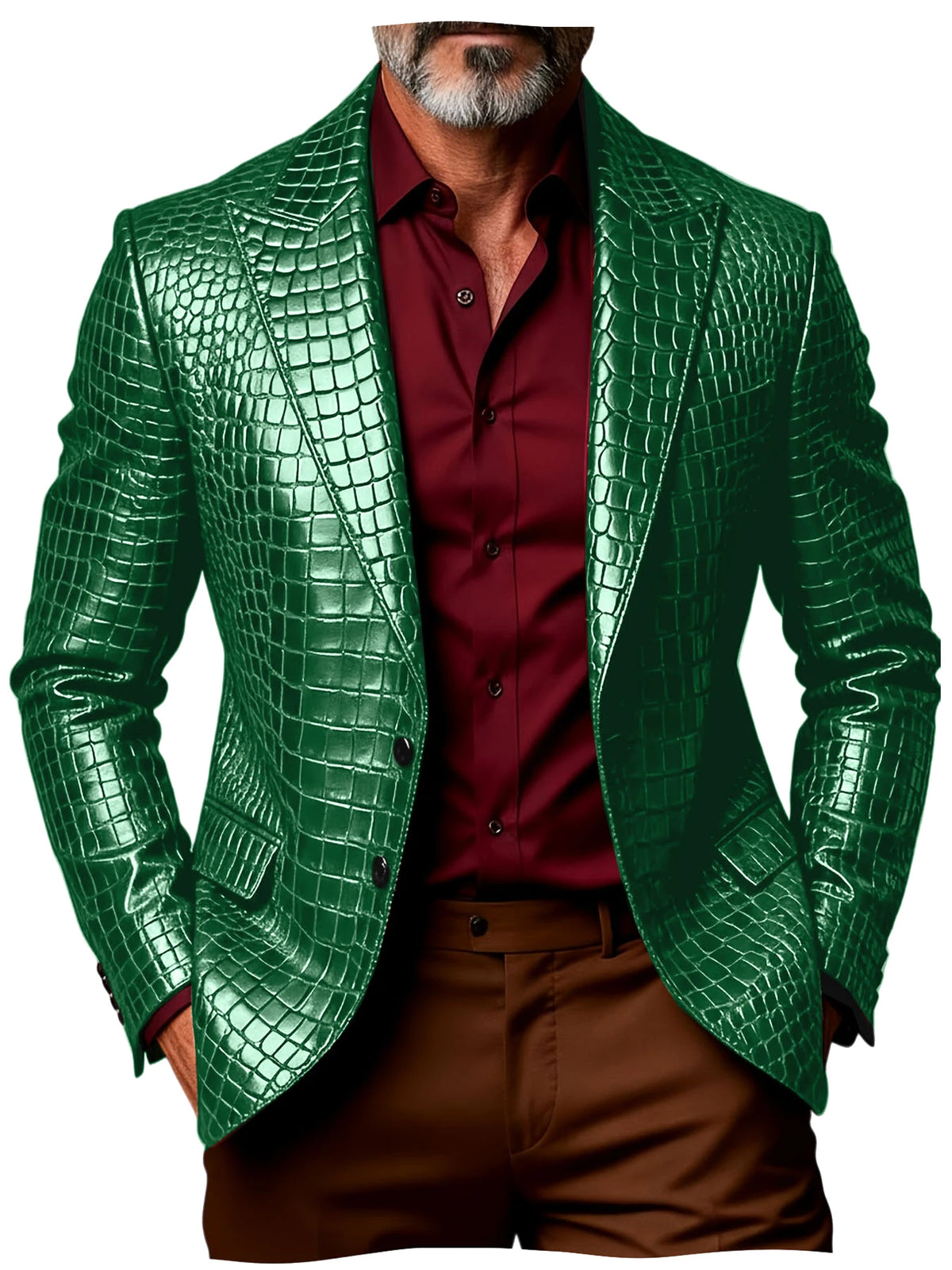 Blazer homme effet croco simple boutonnage – CLEVI Paris