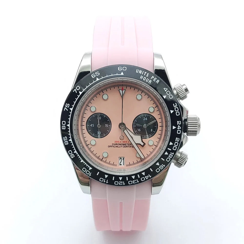 PARNSRPE VK64 Montre Homme Chronographe Quartz Japonais Acier 316L 39,5mm Verre Saphir AR 5 ATM Lumineux – CLEVI Paris