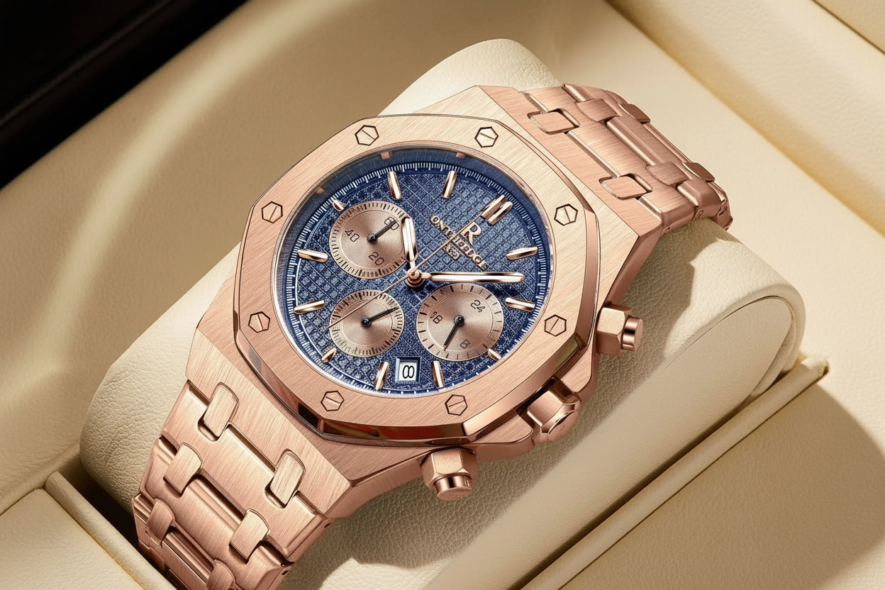 Montre Homme ONTHEEDGE RZY126 – Quartz, Verre Saphir, Lumineux, Étanche 30M, Calendrier, Bracelet Acier – CLEVI Paris