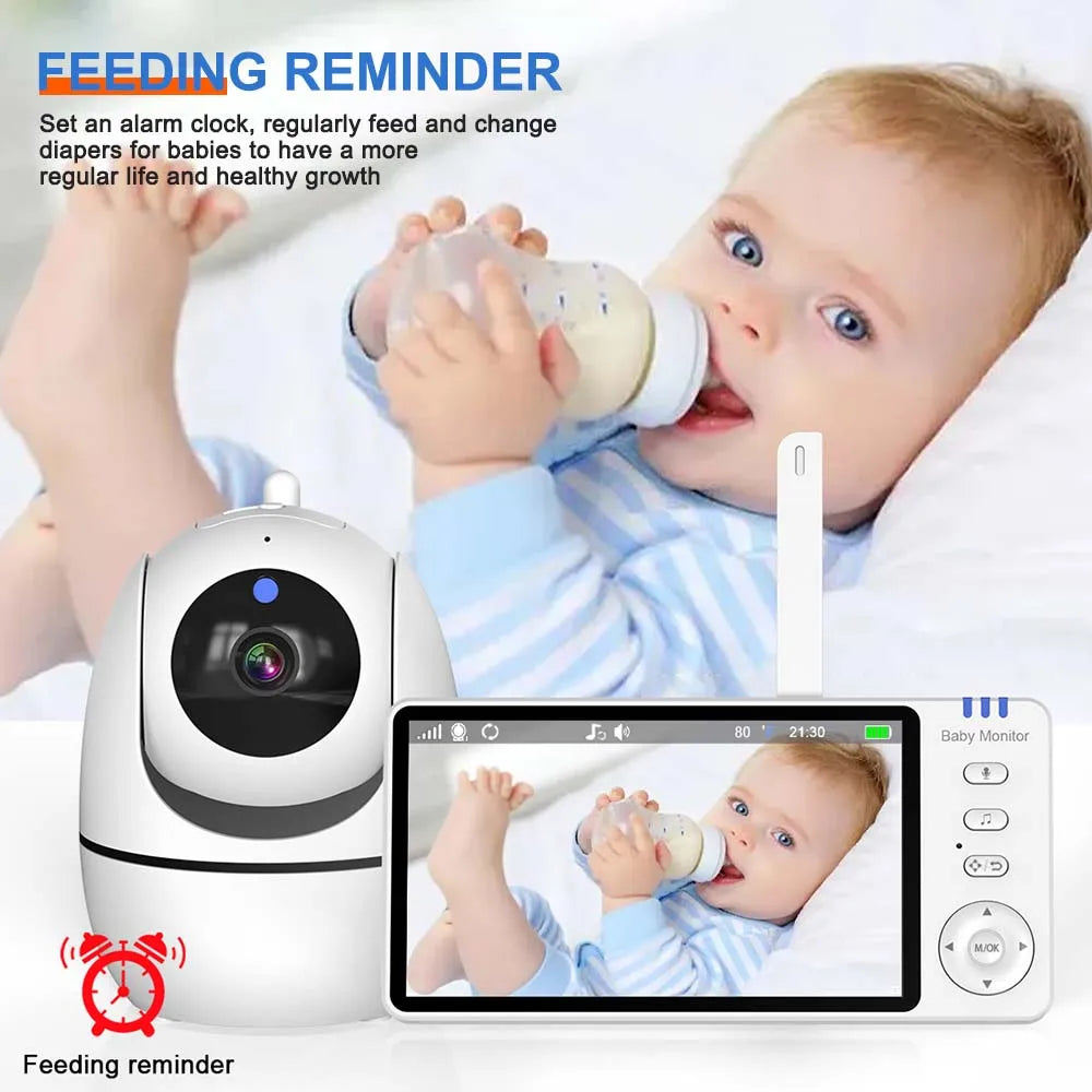 Babyphone Vidéo 5 Pouces PTZ 1080P Vision Nocturne Détection Pleurs Température – CLEVI Paris