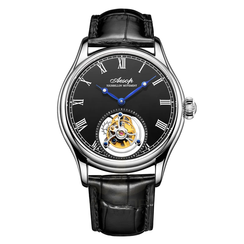 AESOP 7021 & 7061 Montre Homme Tourbillon Squelette Saphir Étanche 5ATM – CLEVI Paris