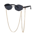 Lunettes de soleil femme polygonales avec chaîne – CLEVI Paris