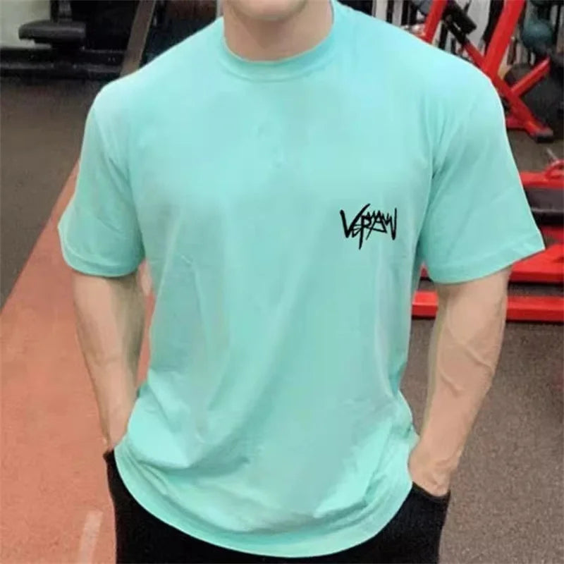 T-Shirt Sport Homme Oversize Coton Col Rond Running Streetwear Manches Courtes – CLEVI Paris