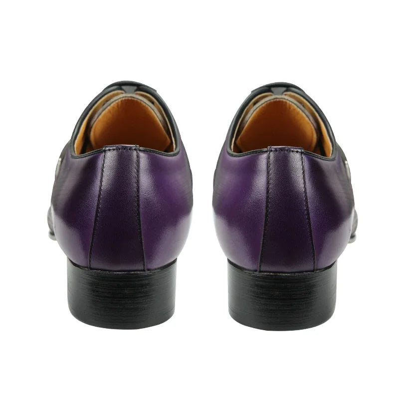 Oxford Homme Cuir de Vache Artisanal Bout Pointu Boucle Métal Gris-Violet | Business EU 39-50