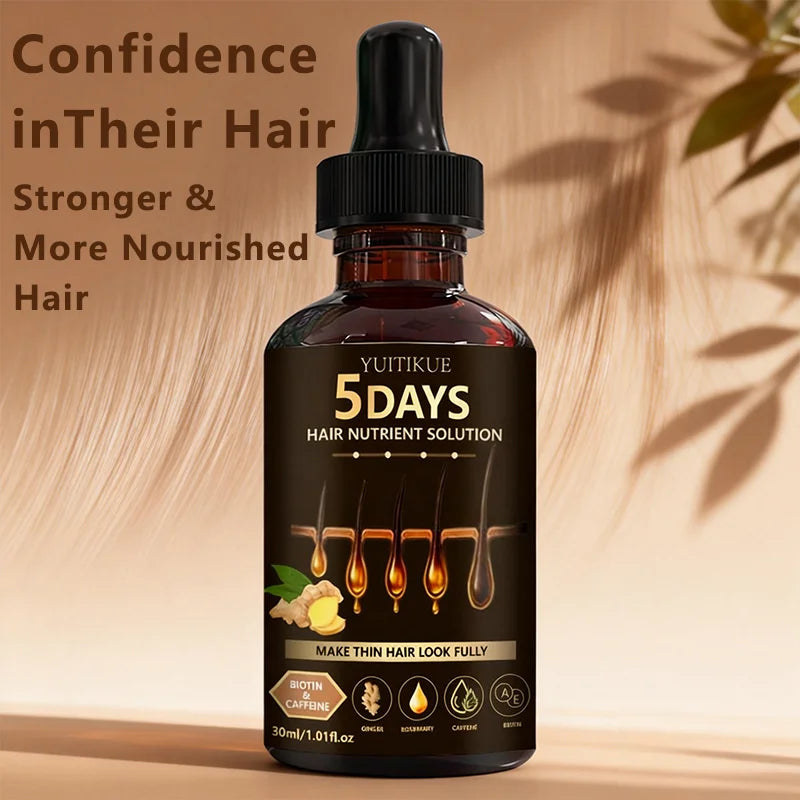 Sérum Repousse Capillaire 5 Jours | Biotine, Caféine, Gingembre & Romarin | Cheveux Plus Denses 30ml – CLEVI Paris