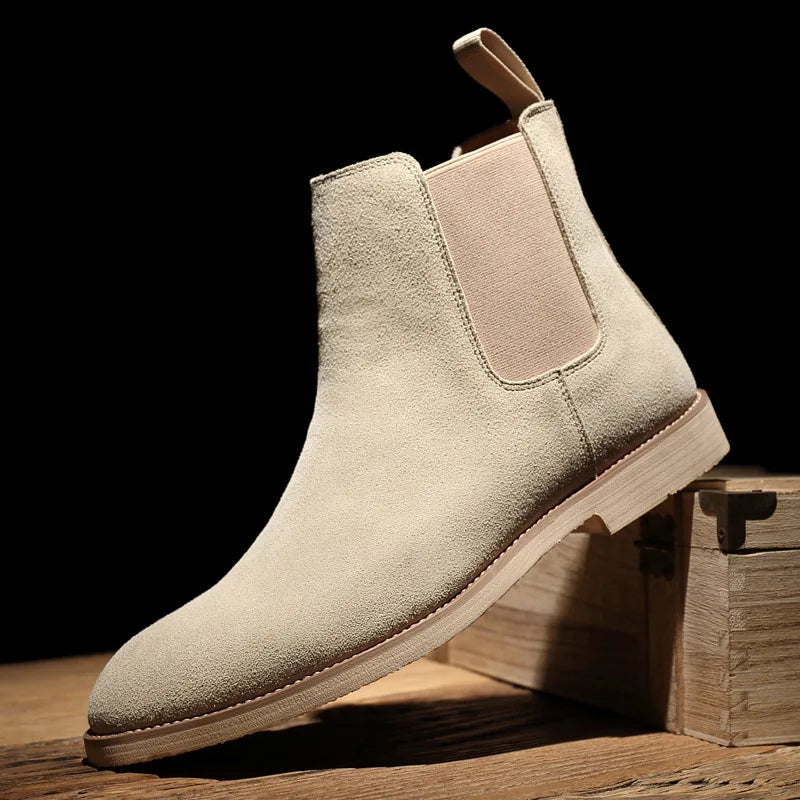 Chelsea Boots Homme Cuir Suédé Véritable Bout Pointu Style Britannique | 5 Coloris EU 35-46