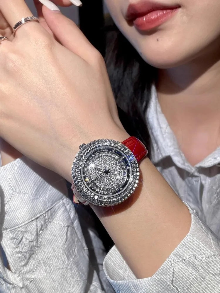 Montre Femme Home Idea – Quartz, Diamants, Bracelet Cuir Véritable, Boîtier Acier 39 mm, Étanche 3 ATM – CLEVI Paris