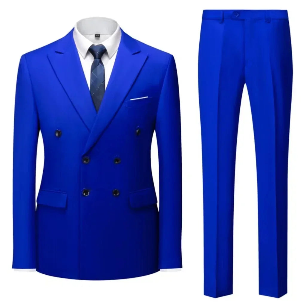 Costume Homme 2 Pièces Double Boutonnage Col Cranté Slim 17 Coloris Grande Taille Sur-Mesure – CLEVI Paris