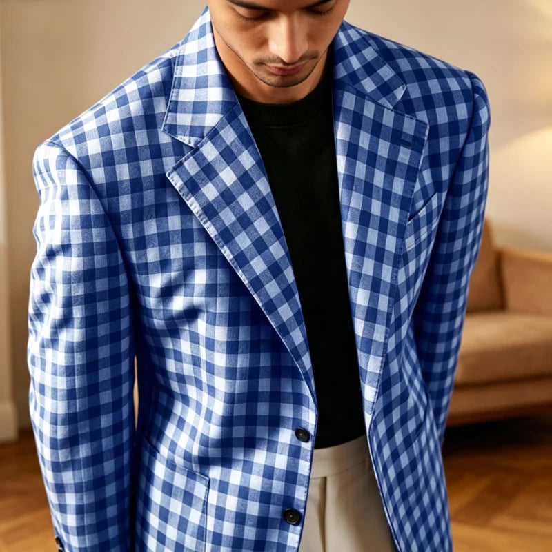 Blazer homme à carreaux coupe ajustée – CLEVI Paris