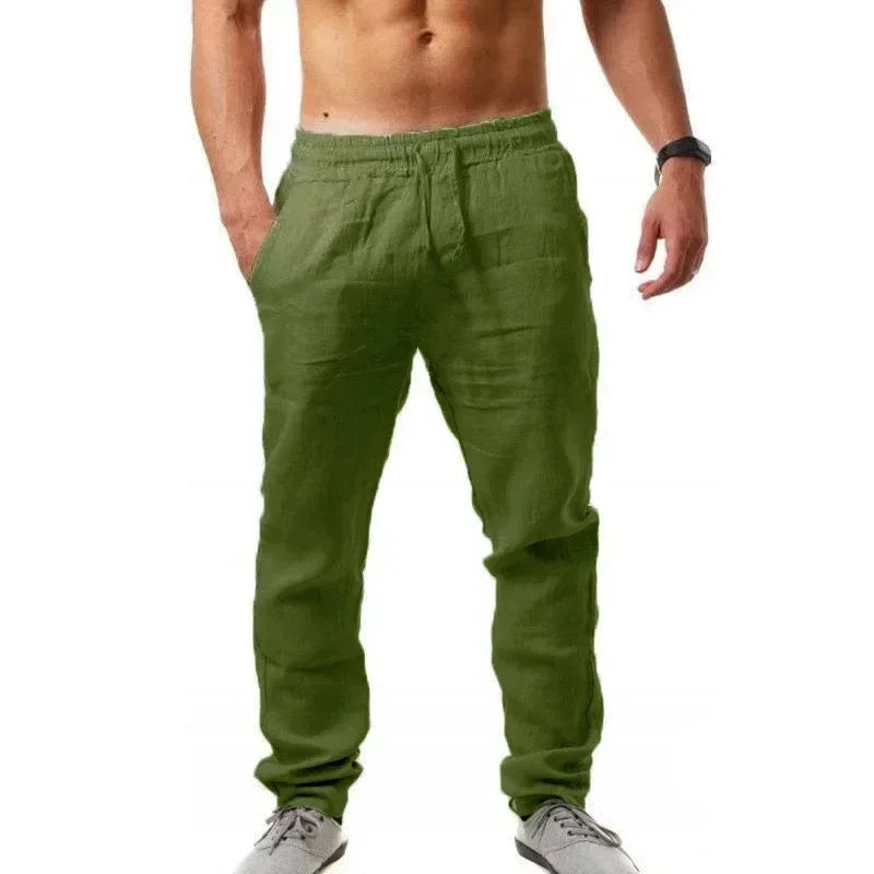 Pantalon Lin Coton Homme – Coupe Large Casual Printemps Été