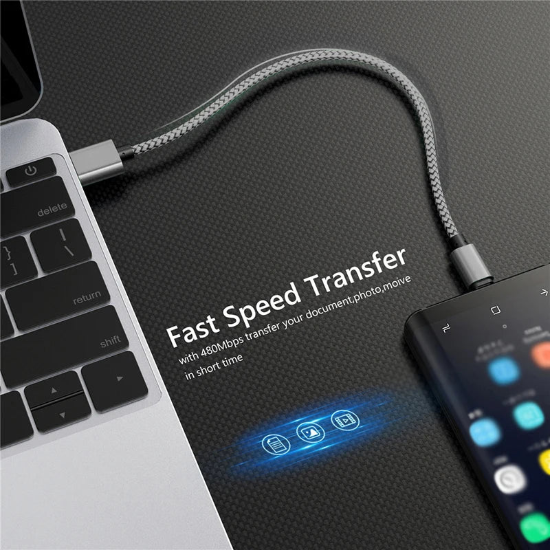 Câble USB-A vers USB-C Nylon Tressé Charge Rapide 1m 2m 3m – CLEVI Paris