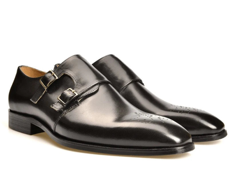 Oxford de Luxe Homme Cuir Véritable Bout Pointu Boucle | Noir & Marron – CLEVI Paris
