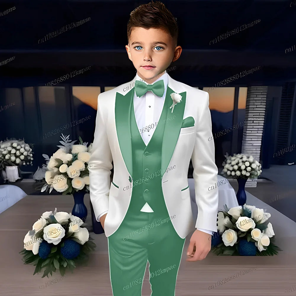 Costume 3 Pièces Garçon Mariage Cérémonie Blazer Gilet Pantalon 13 Coloris – CLEVI Paris