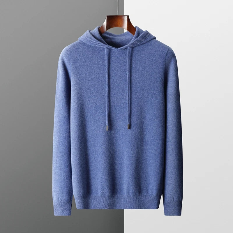 Hoodie Homme 100% Laine Mérinos MVLYFLRT – Col Capuche Tricot Manches Longues – 7 Coloris, S à XXL – CLEVI Paris