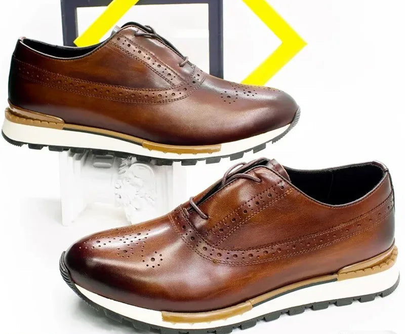 Chaussures Cuir Véritable Homme – Motif Carreaux, Respirant, Imperméable, Tailles 38-47 – CLEVI Paris