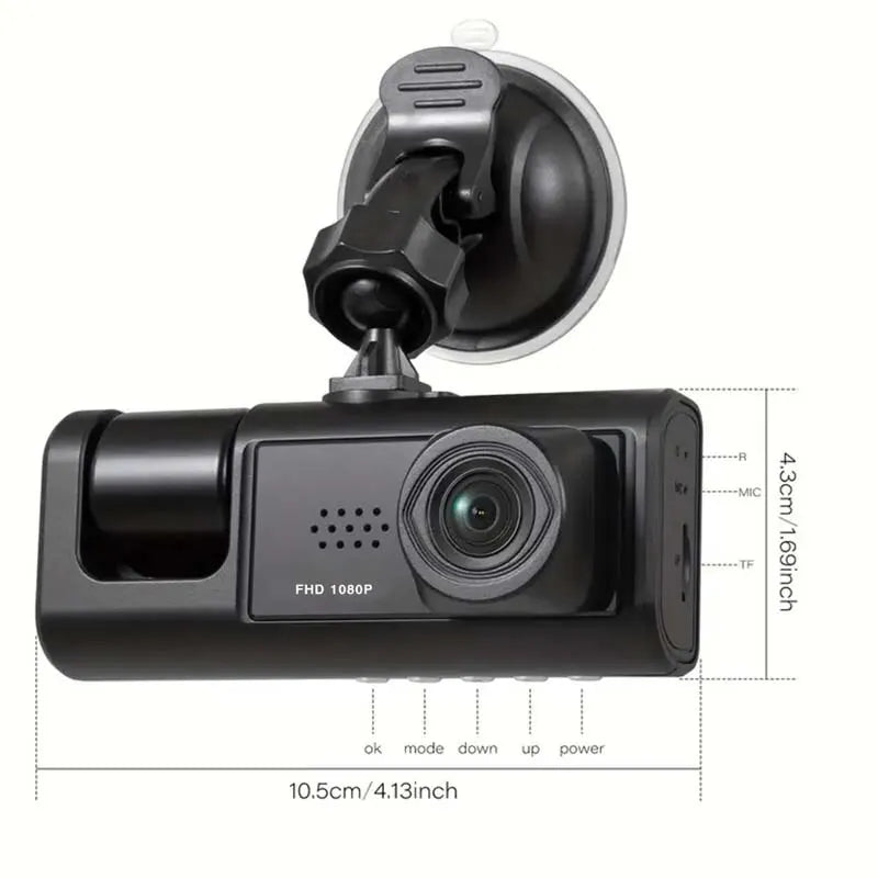 Dashcam 1080p Double & Triple Objectif – Vision Nocturne IR, Enregistrement en Boucle, Grand Angle – CLEVI Paris