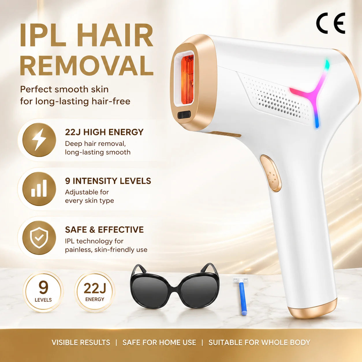 Épilateur IPL LYSMOSKI – Épilation Définitive Corps & Visage, Résultats en 2 Semaines