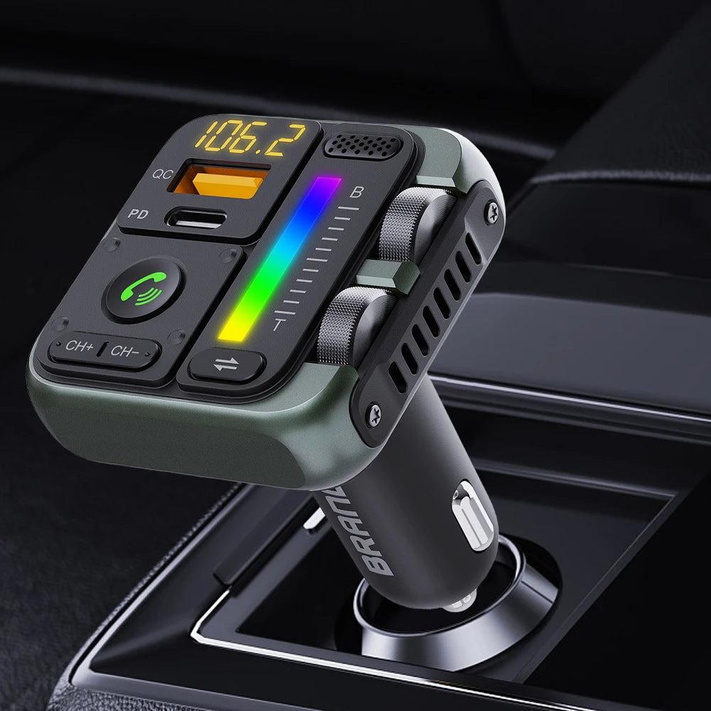 Transmetteur FM Bluetooth 5.3 Voiture Shunmaii T25 – Charge Rapide PD 42W, Double USB, Mains Libres, Lecteur MP3 Clé USB