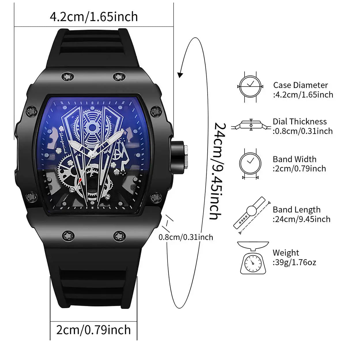 Montre Homme Quartz Grand Cadran 42mm Silicone Sport Casual Lot 1 ou 2 – CLEVI Paris