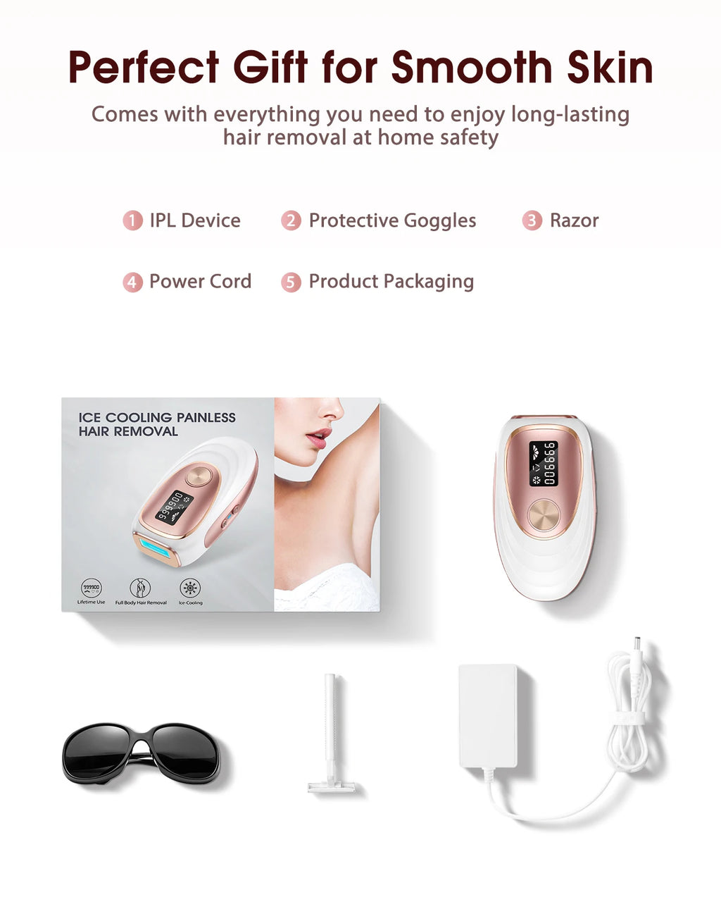 Épilateur IPL Lumière Pulsée – Épilation Définitive Corps & Visage Hommes & Femmes