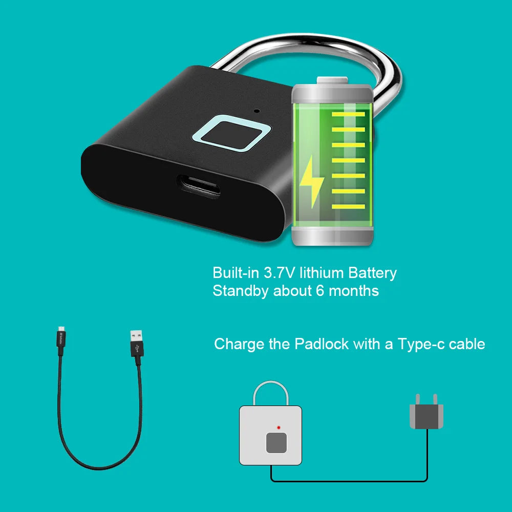 Cadenas Biométrique KERUI O11 Empreinte Digitale IP67 Recharge Type-C – CLEVI Paris