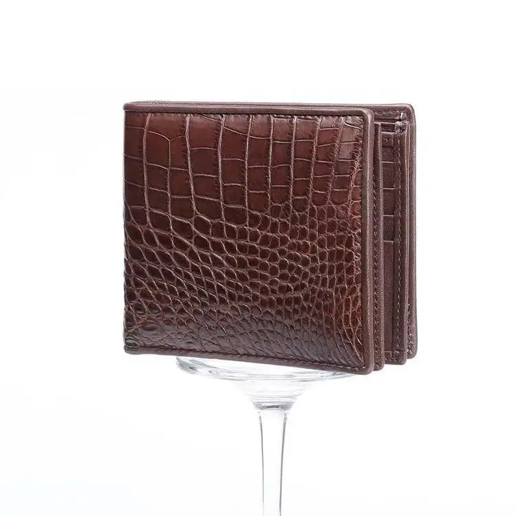Portefeuille Court Homme Cuir Crocodile Véritable Motif Alligator – CLEVI Paris