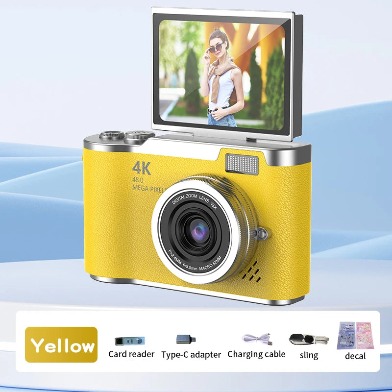 Appareil Photo Numérique Compact 1080P – Zoom 8x, Écran Rabattable 180°, Selfie, Cadeau