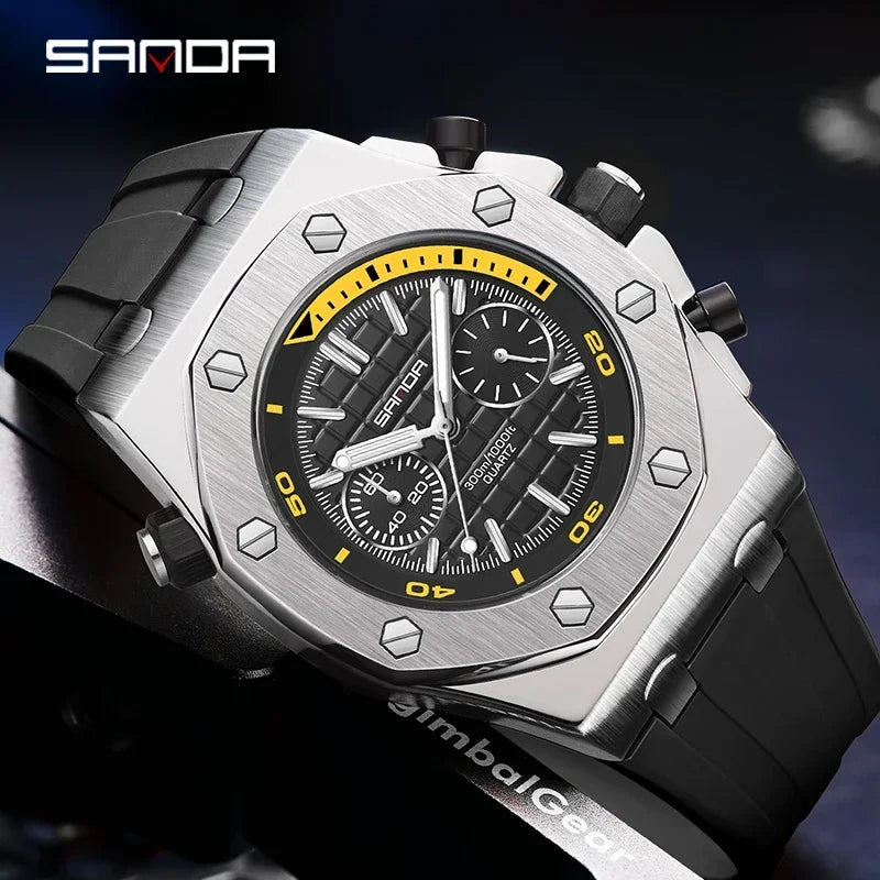 SANDA 7027 Montre Homme Double Affichage Analogique LED Bracelet PU 53mm Multifonctions 3 ATM 3 Coloris – CLEVI Paris