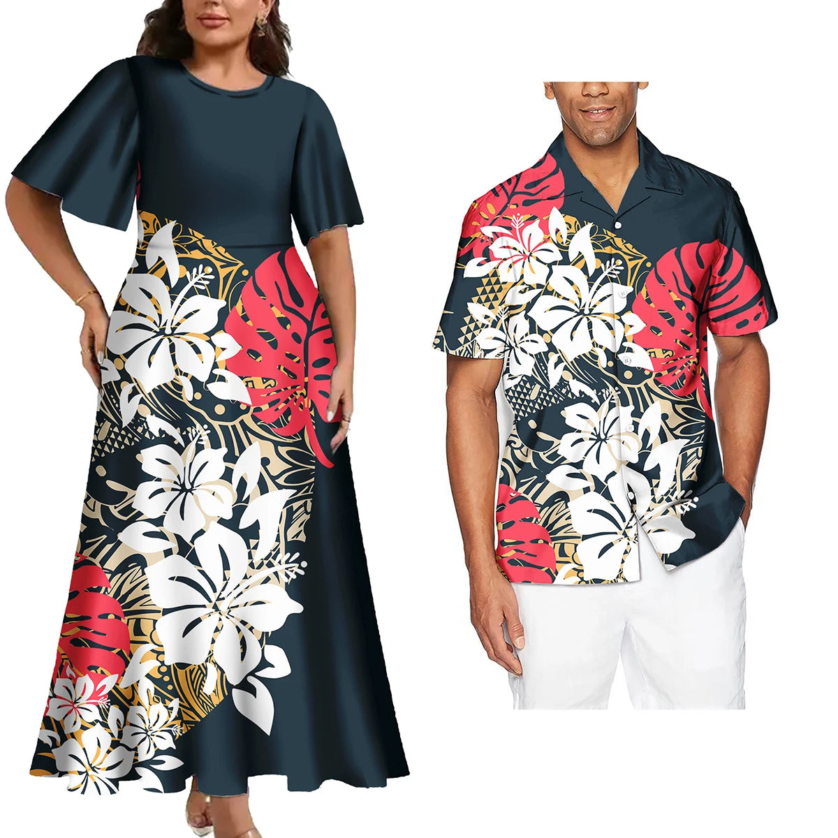 Ensemble Polynésien Tribal Robe & Chemise Hawaïenne Couple – CLEVI Paris