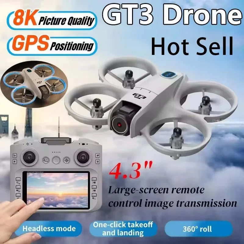 Drone GT3 MAX Double Caméra 6K/8K GPS WiFi FPV – Objectif 180° Évitement Obstacles Retour Auto 20 Min – CLEVI Paris
