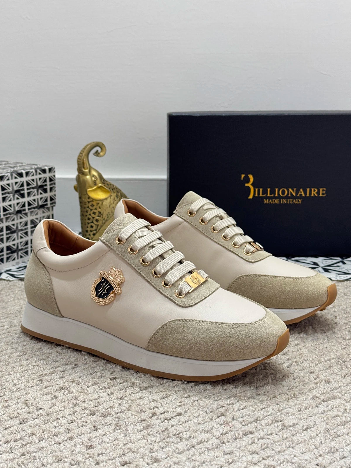 Sneakers Cuir Broderies Homme Marron Beige Noir Bleu – Tailles 39-45 – CLEVI Paris