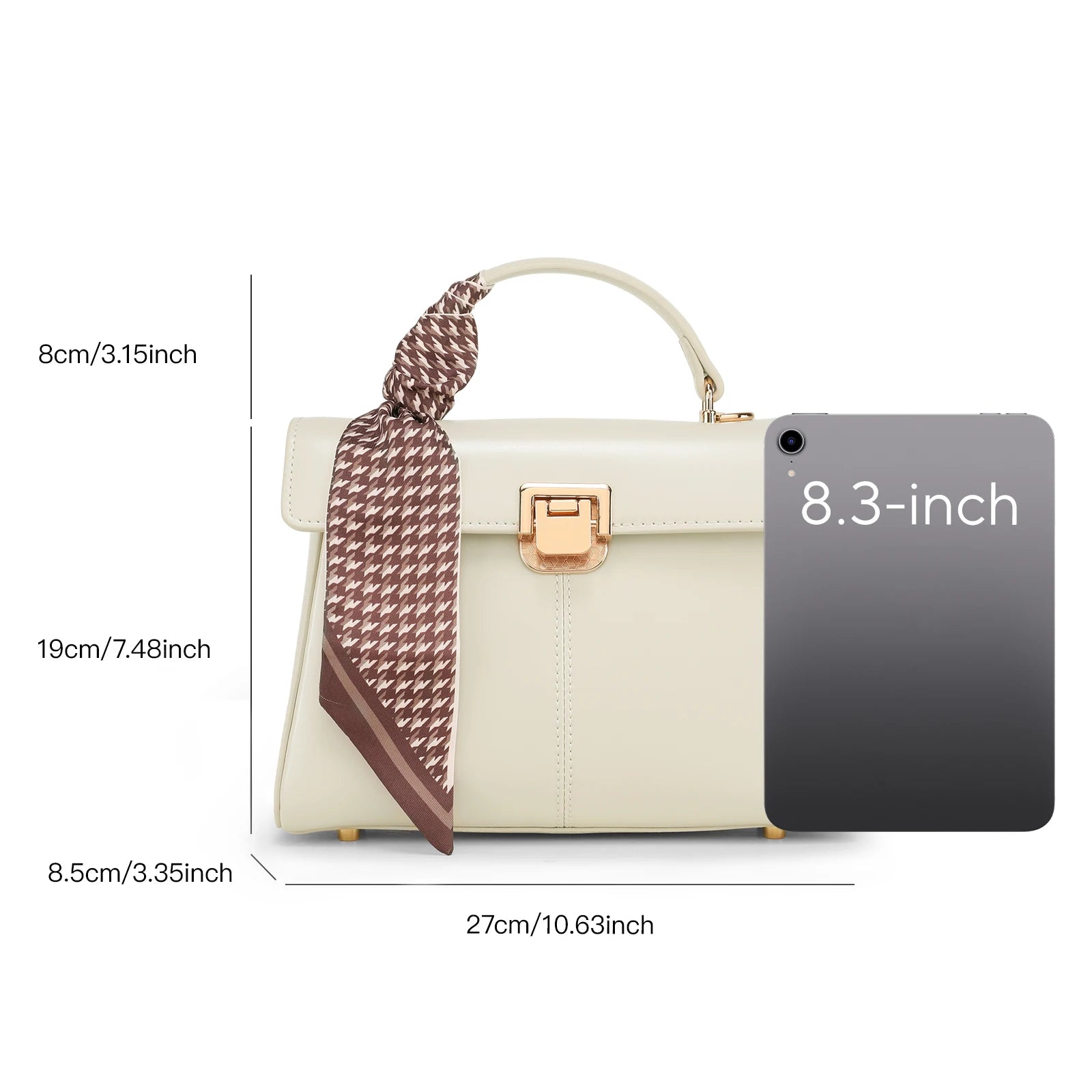 Sac à Main Femme Cuir Véritable avec Foulard Luxe Shoulder Bag 4 Coloris – CLEVI Paris