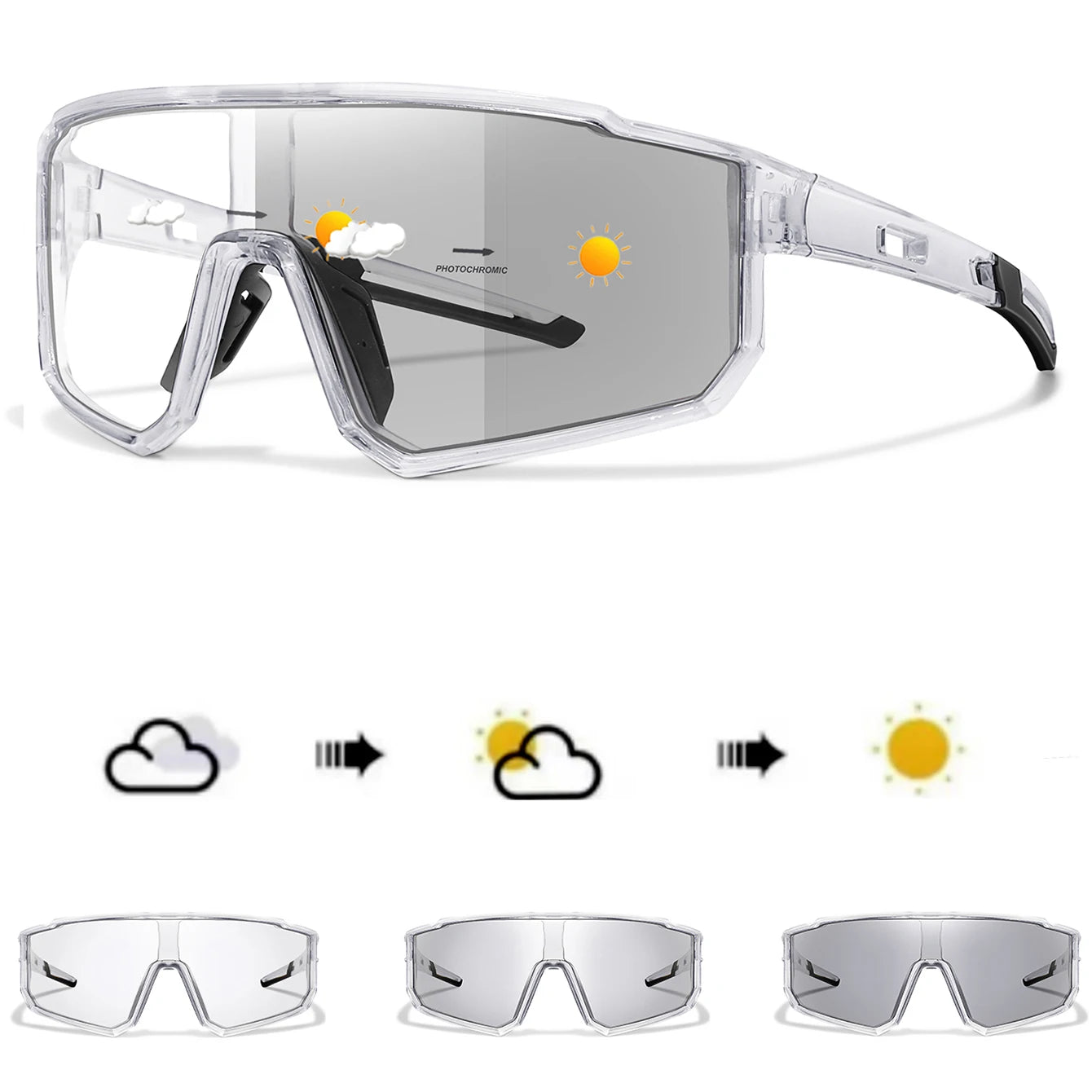 Lunettes Photochromiques Sport – Vélo VTT Running Pêche Mixte Coupe-Vent