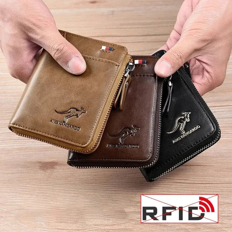 Portefeuille Homme Cuir PU Anti-RFID — Porte-Cartes Business, Fermeture Éclair, 3 Coloris | CLEVI Paris