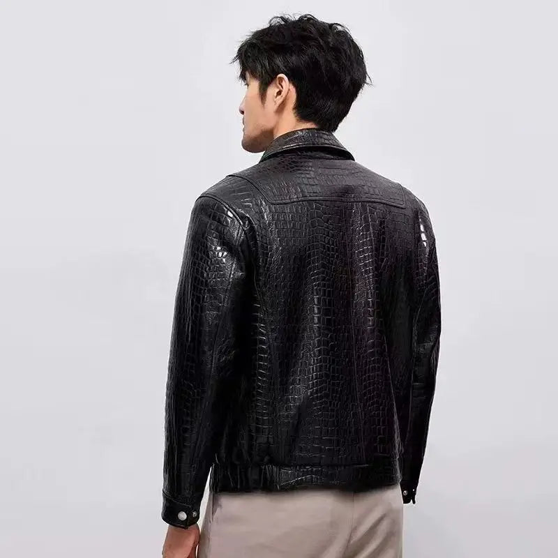 Veste en Cuir Véritable Homme — Coupe Slim, Col Rabattu | CLEVI Paris